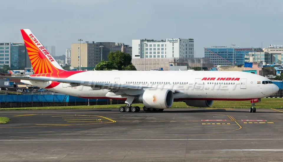 Air India plane comes in front of IndiGo aircraft on same taxiway at Ahmedabad airport