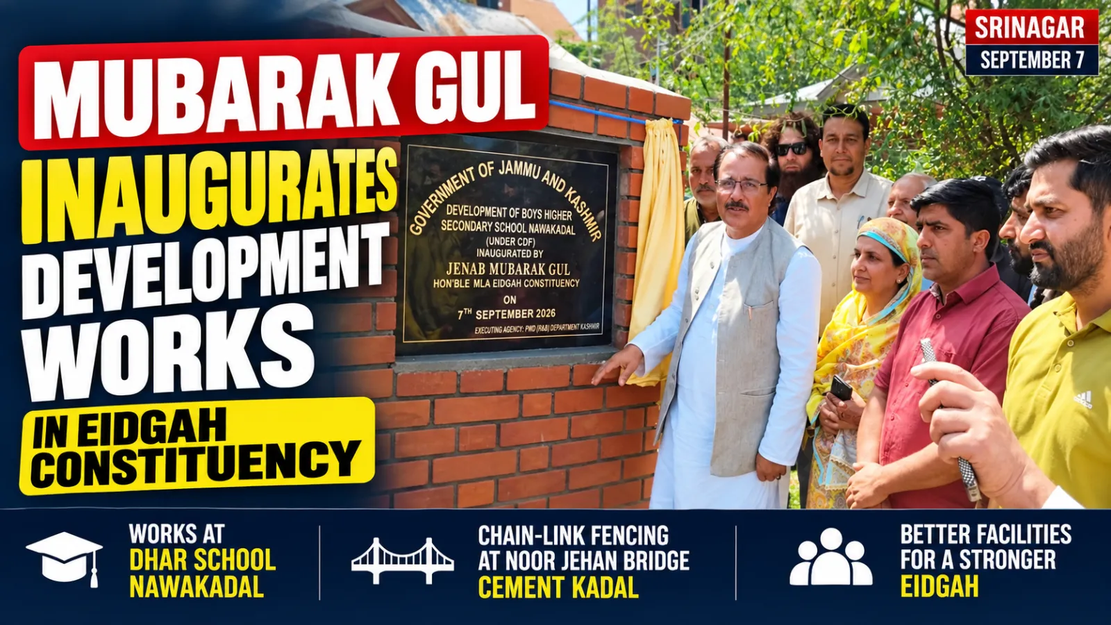 Mubarak Gul inaugurates development works in Eidgah Constituency