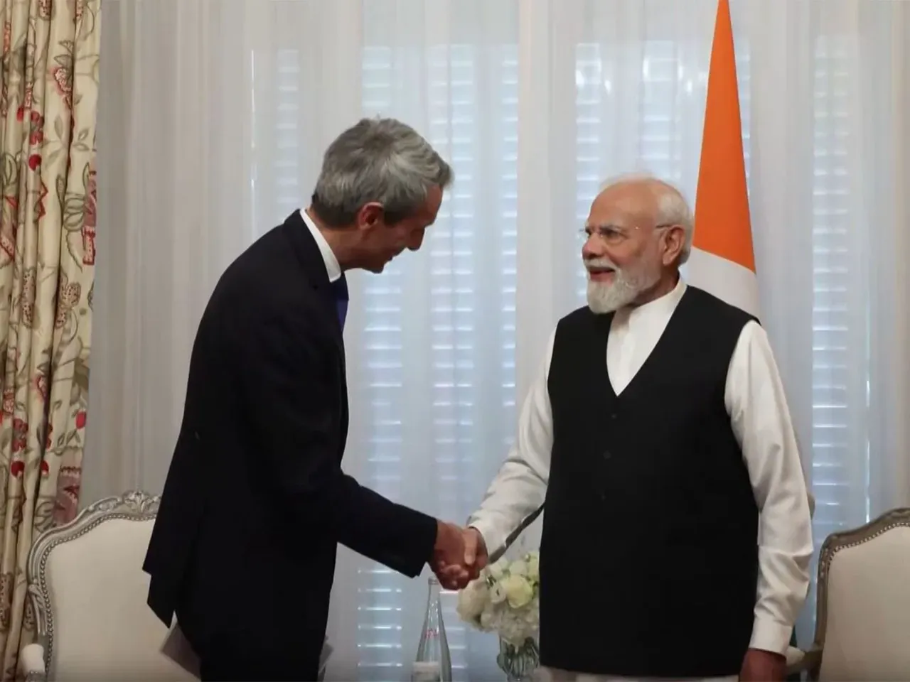 PM Modi meets Saint-Gobain CEO Benoit Bazin in Paris