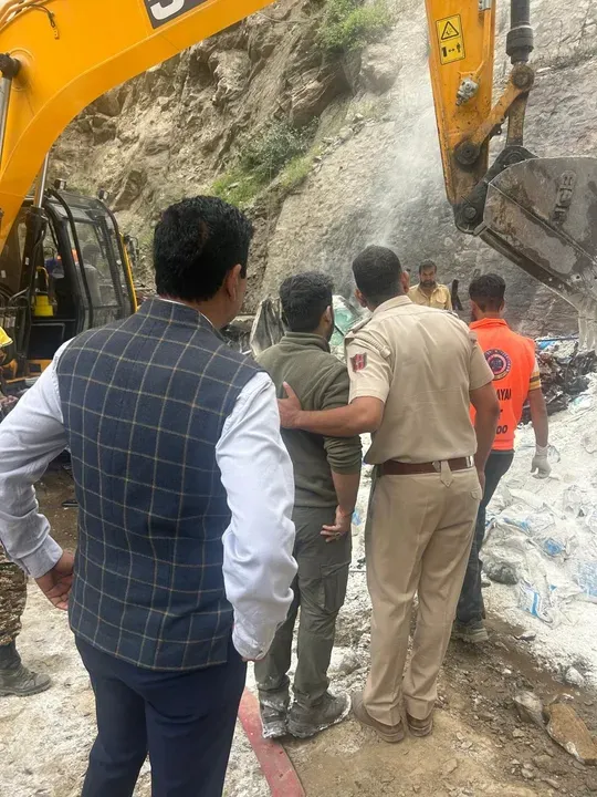Two killed as truck plunges into gorge, catches fire near Gangroo in Ramsoo on NH 44