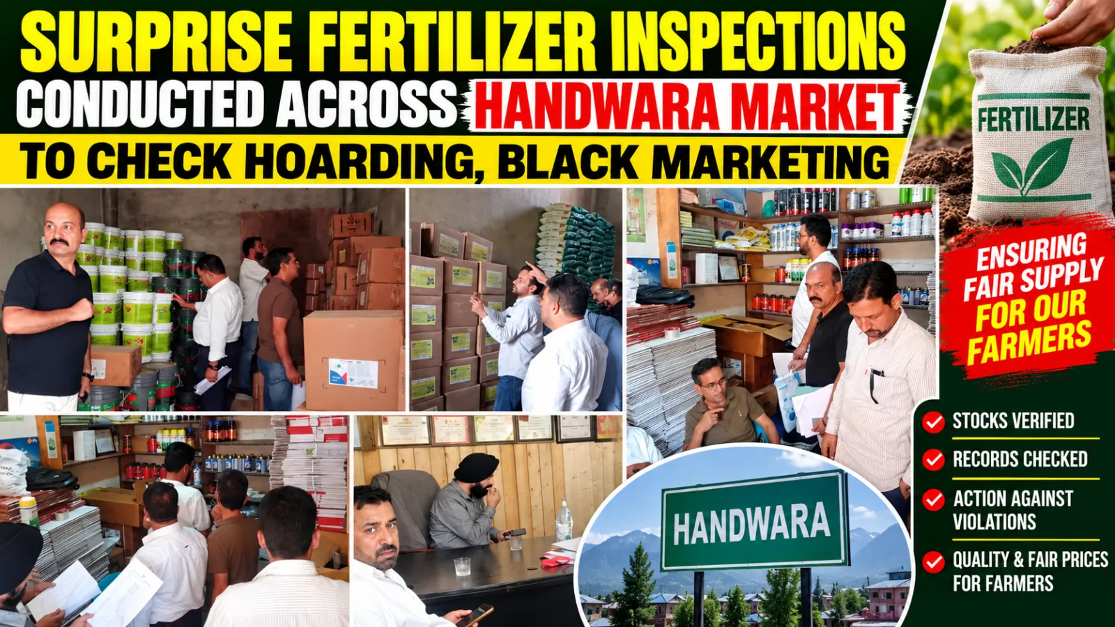 Surprise Fertilizer Inspections Conducted Across Handwara Market To Check Hoarding, Black Marketing