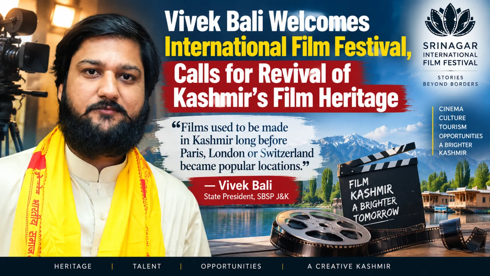 Vivek Bali Welcomes International Film Festival, Calls for Revival of Kashmir’s Film Heritage