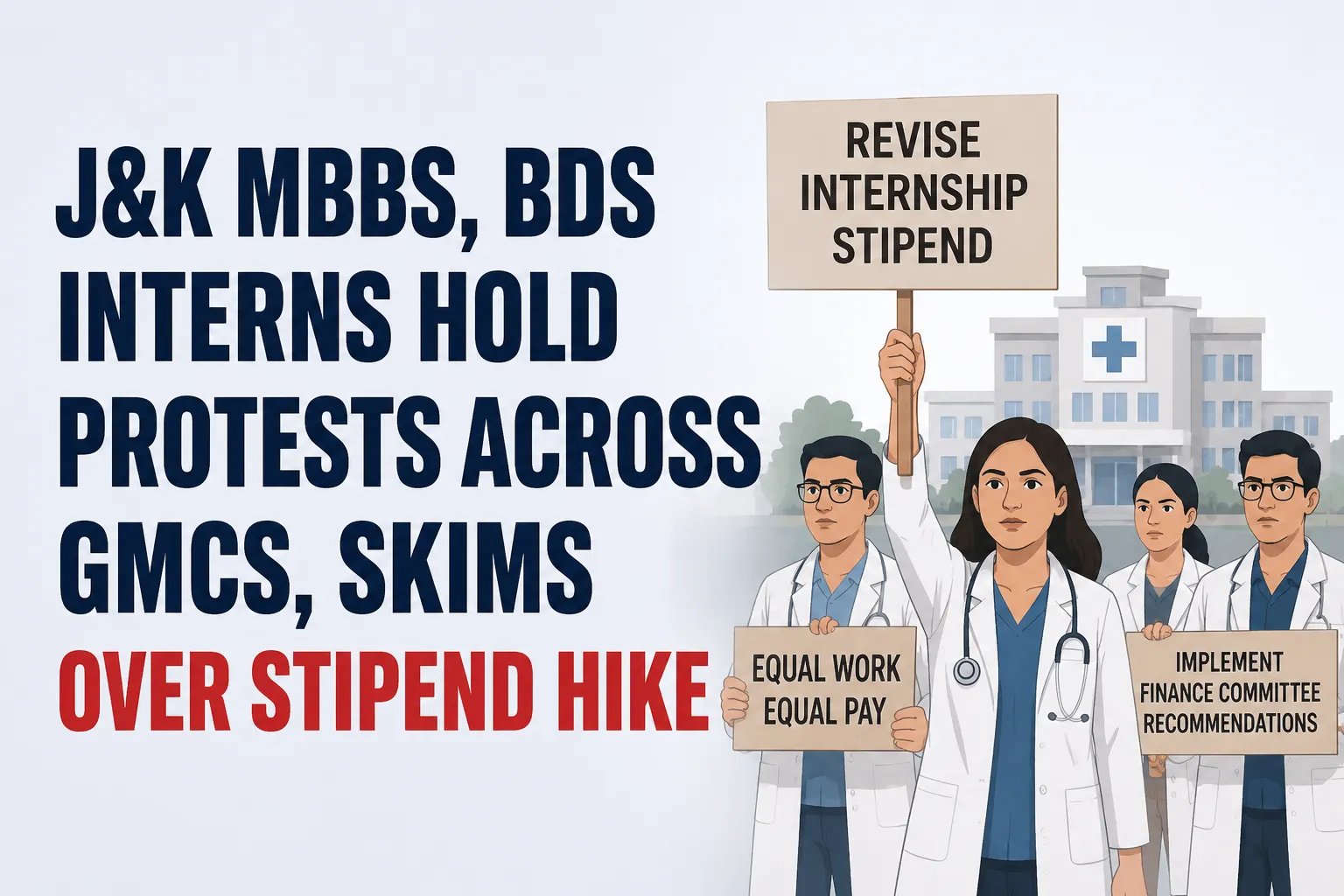 J&K MBBS, BDS Interns Hold Protests Across GMCs, SKIMS Over Stipend Hike