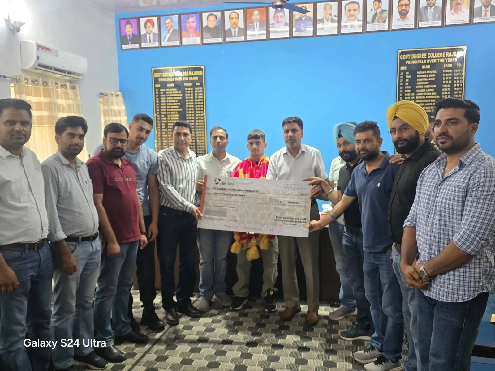 Govt P.G. College Rajouri Felicitates Asian Gold Medalist Mohd Yaser.
